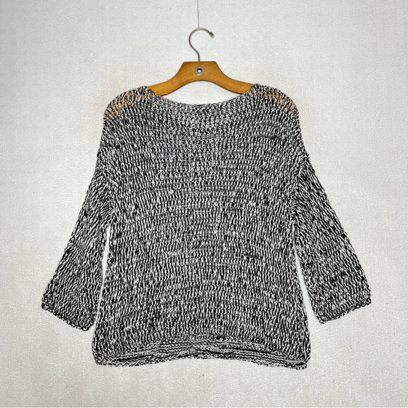 Eileen Fisher Black White Organic Granny Core Pullover Sweater Top Size S - Picture 6 of 7
